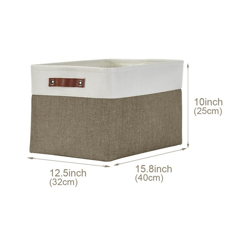 DECOMOMO Storage Baskets for Shelves - Fabric Storage Bins, Linen Closet Organizers and Storage (Brown & White, XL - 3 Pack) - Image 4